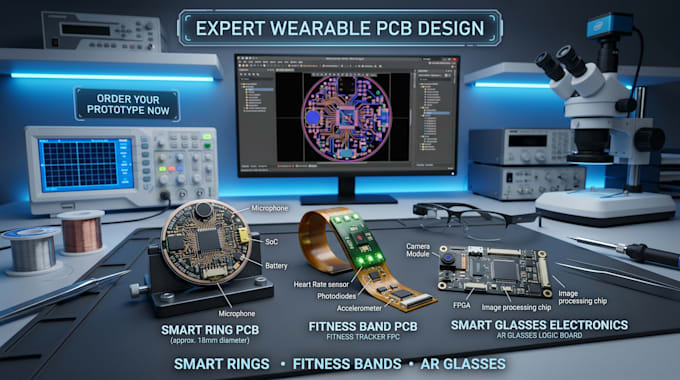 design professional pcb for wearable tech smart glasses ring bands iot devices