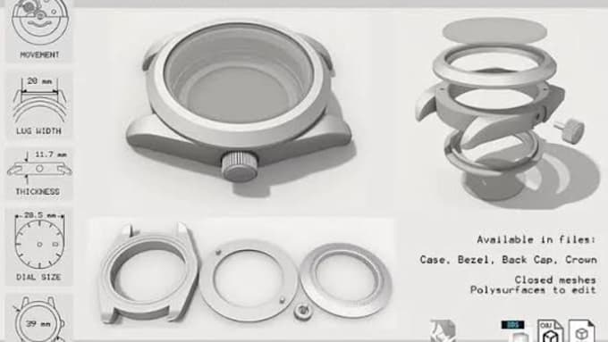 create and custom  watch cad designs and technical drawings