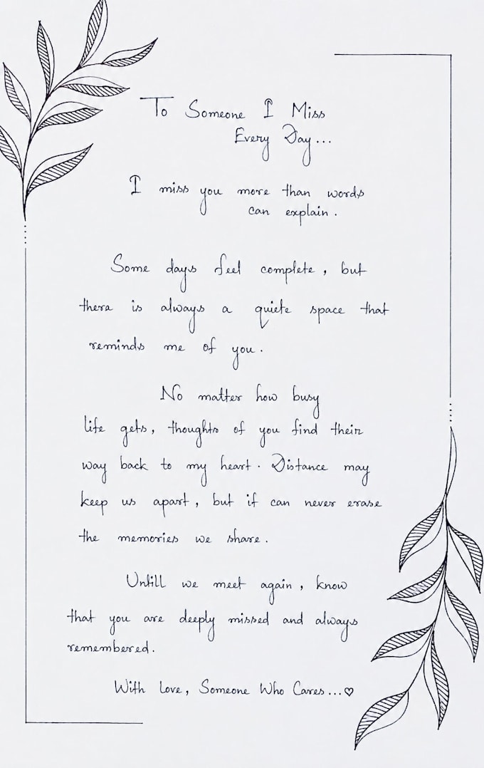 write beautiful handwritten letters, notes and quotes