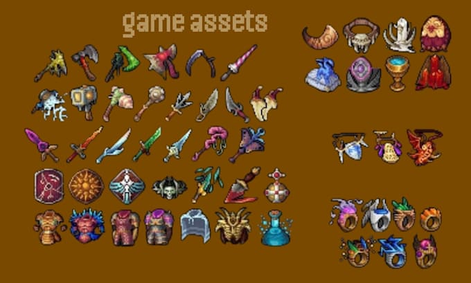 create pixel art game asset, item and icons for your indie game