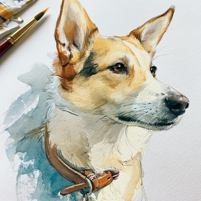 draw watercolor pet portrait