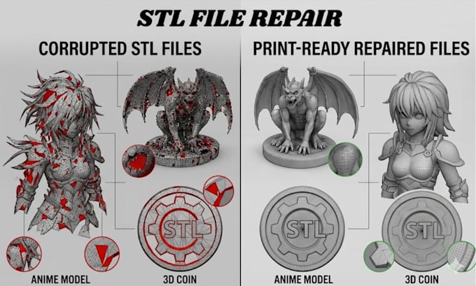 repair edit stl file model modification 3d scan cleanup 3d coin for 3d printing