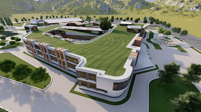 design 3d school, university design, educational interior 3d classroom rendering