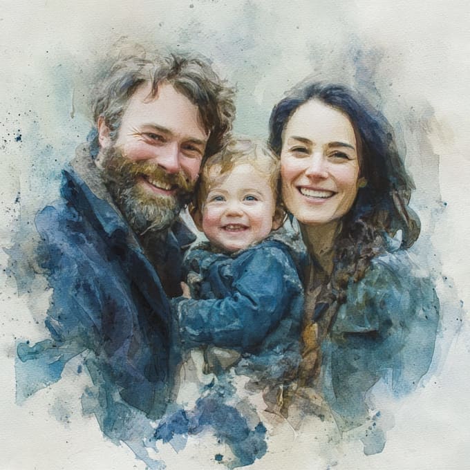 create a watercolor family portrait