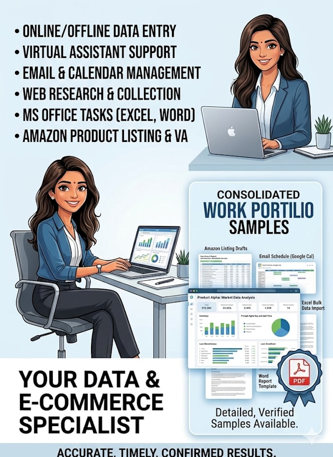 do data entry, copy paste and amazon virtual assistant work