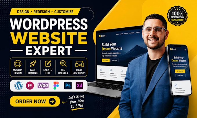 design, redesign wordpress website with elementor pro, build wp web development
