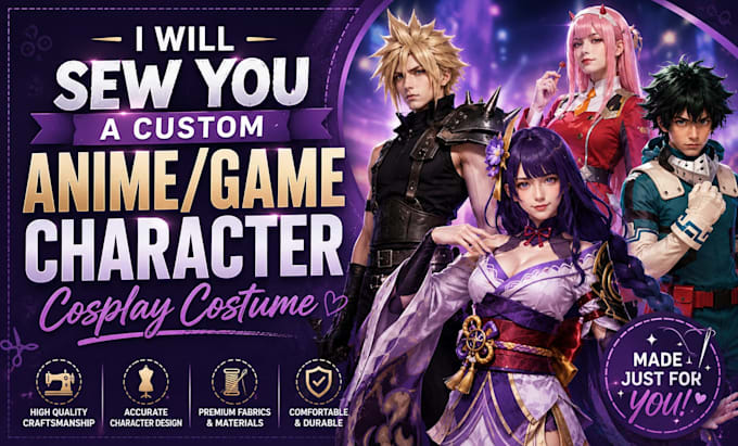 sew you a custom cosplay costume for anime, game, or movie characters