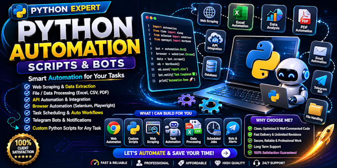 create python automation script, bot and scraper