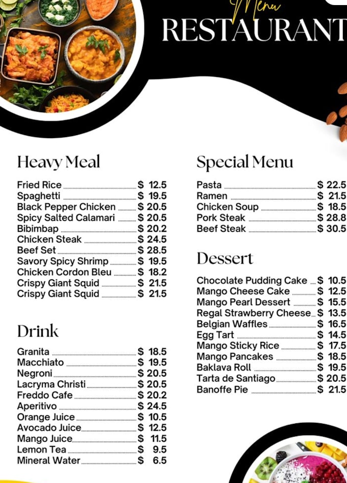 convert restaurant menu PDF to mobile responsive HTML website in 24
