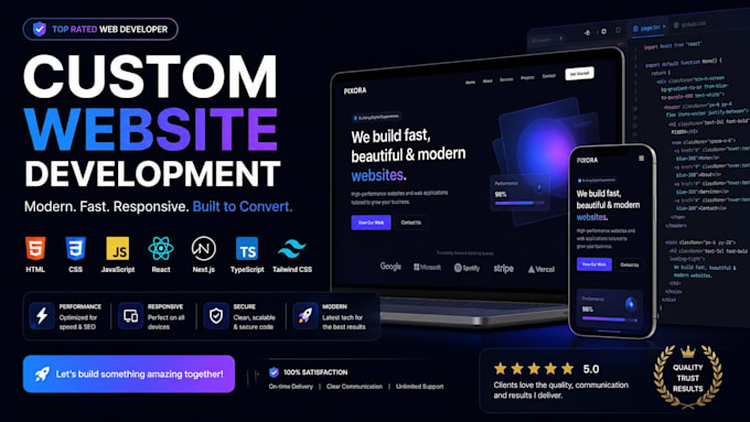 design and develop a secure custom website with modern UI UX