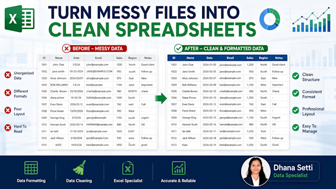 format and organize excel CSV and google sheets data