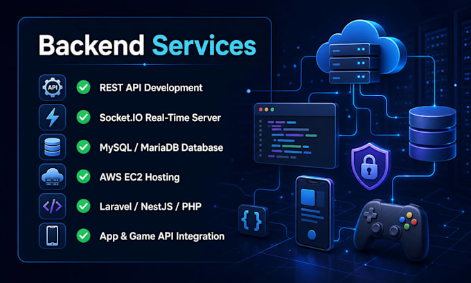 develop backend apis, socket io server and AWS hosting
