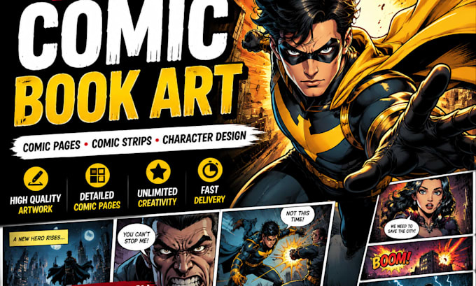 draw custom comic book art, comic pages and comic illustrations