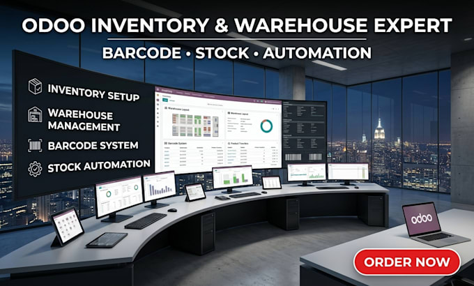 configure odoo inventory, warehouse and barcode system