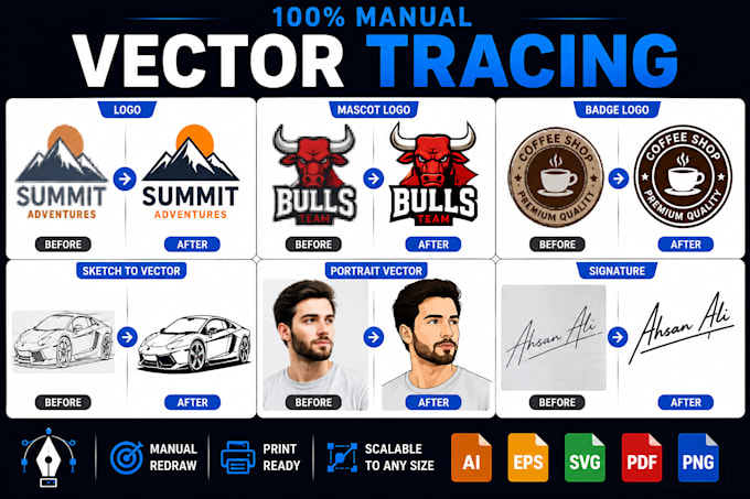 manually vector trace, redraw and convert images to vector