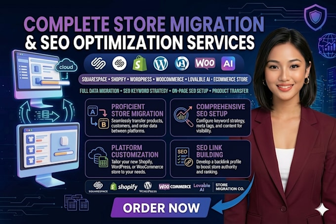 migrate squarespace shopify wordpress woocommerce store lovable ai with SEO