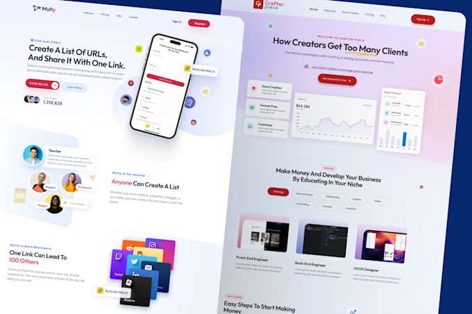 design a modern saas or startup landing page in figma