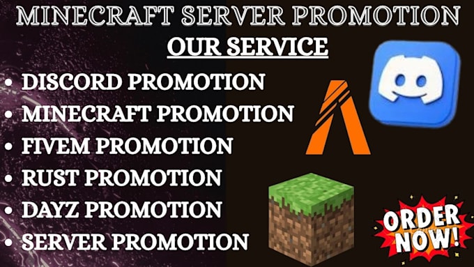 promote your minecraft promotion, discord server, fivem game, rust, dayz, server