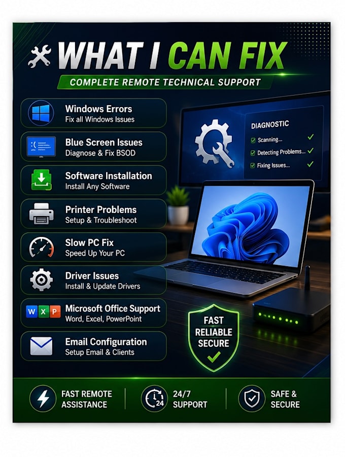be your remote IT tech support specialist for PC and network issues