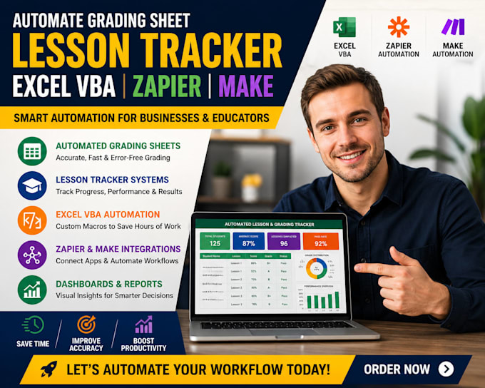 automate grading sheet lesson tracker excel vba zapier make for smbs workflows