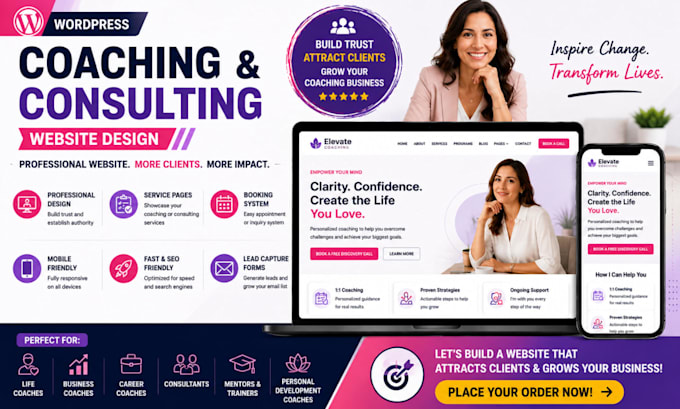 design coaching website, consulting website, life coaching wordpress website