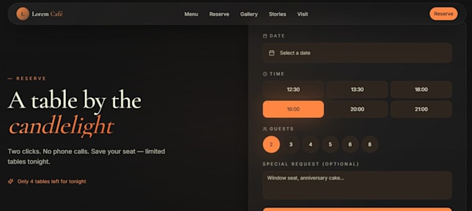 cafe and restaurent website