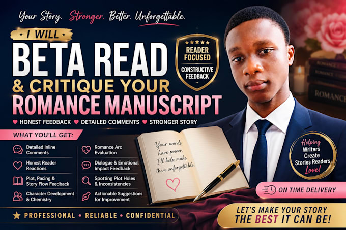beta read your romance critique manuscript and provide detailed inline feedback