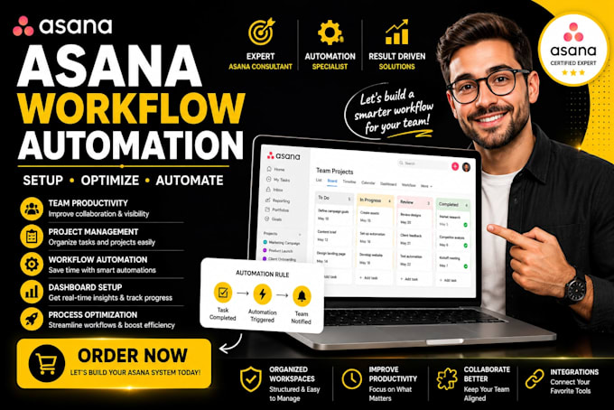 setup and automate asana workflows for project management teams