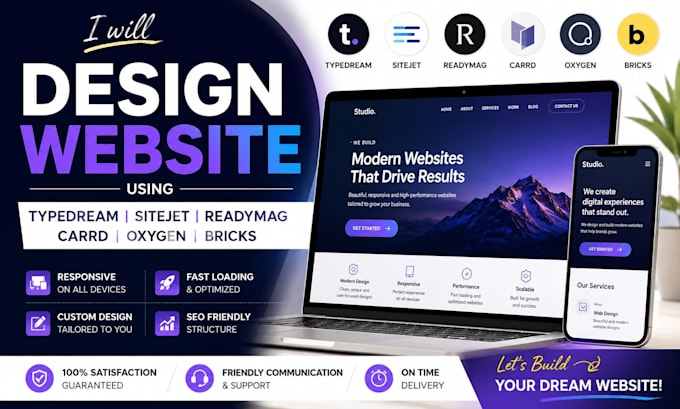 design typedream sitejet readymag carrd oxygen bricks beaver website builder