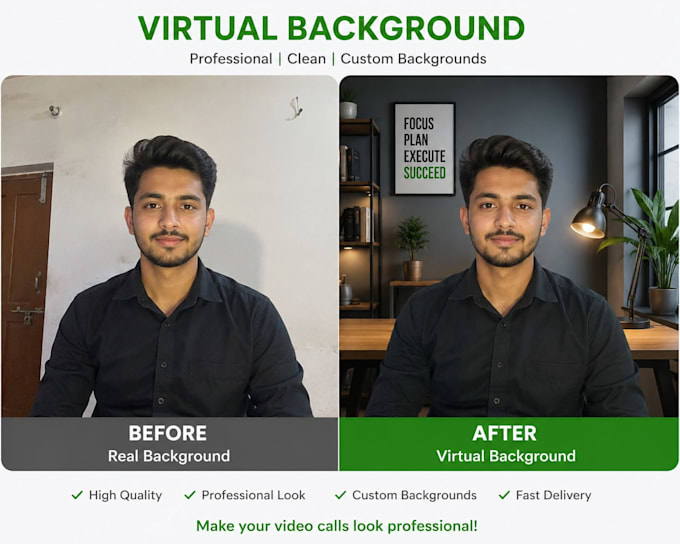 create professional virtual backgrounds for zoom, teams and meetings