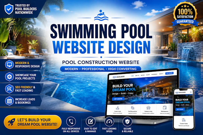 build a stunning swimming pool or pool construction website