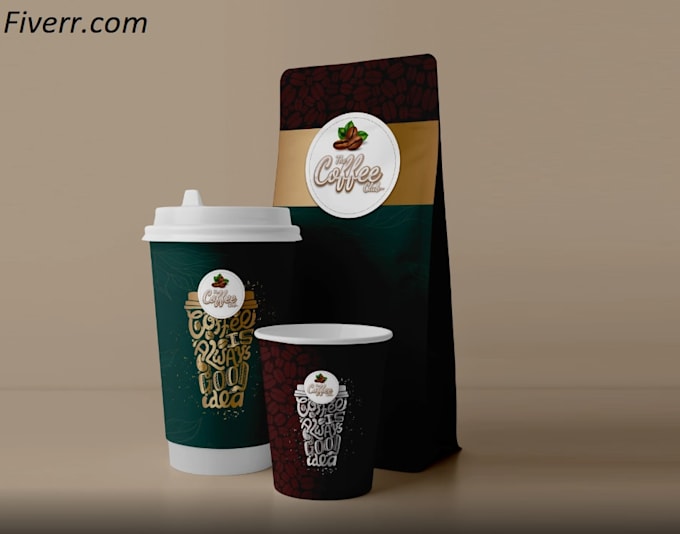 do premium coffee label, packaging, paper cup, sticker design