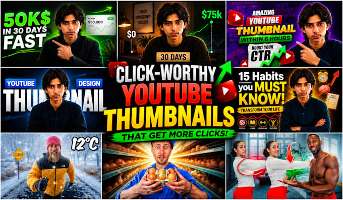 design eye catchy thumbnails within 24hrs