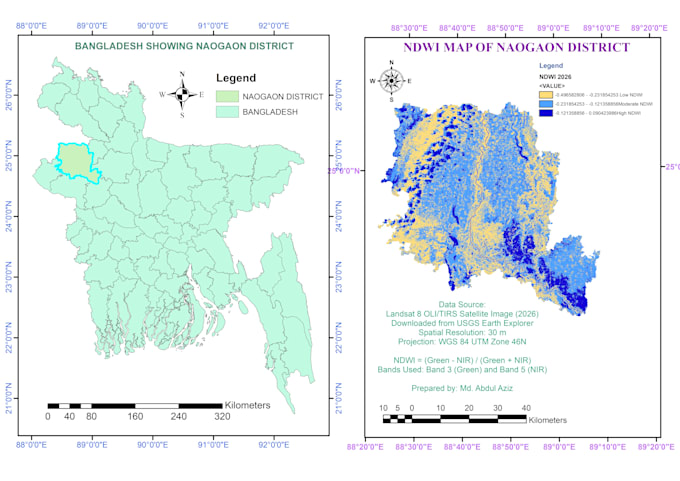 create ndvi, ndwi, lulc and gis maps using arcgis