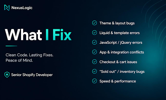 fix your shopify bug, error or theme issue fast and properly