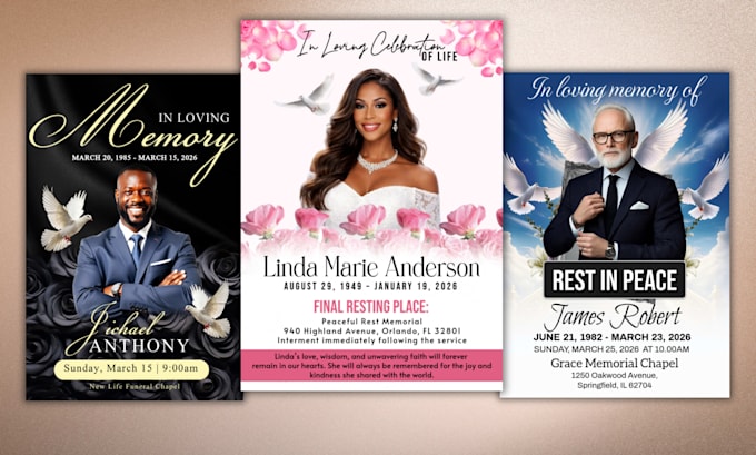 design elegant obituary program, funeral program, funeral flyer very fast