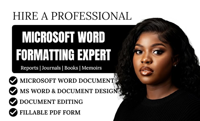 do microsoft word document formatting, document editing and ms word design