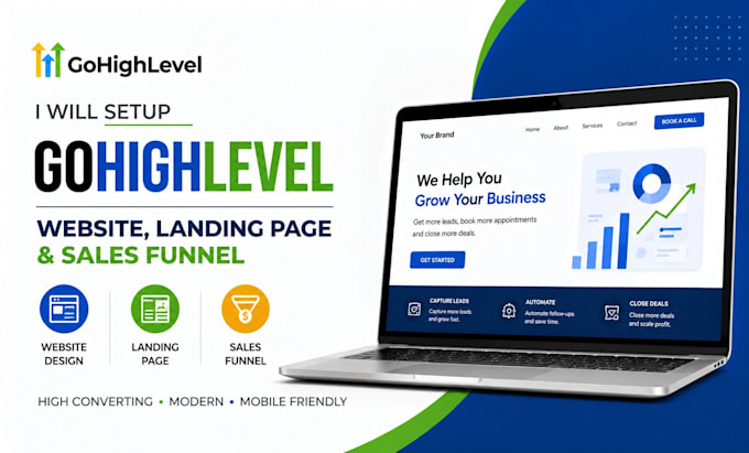 setup gohighlevel website, ghl landing page, and salesfunnel