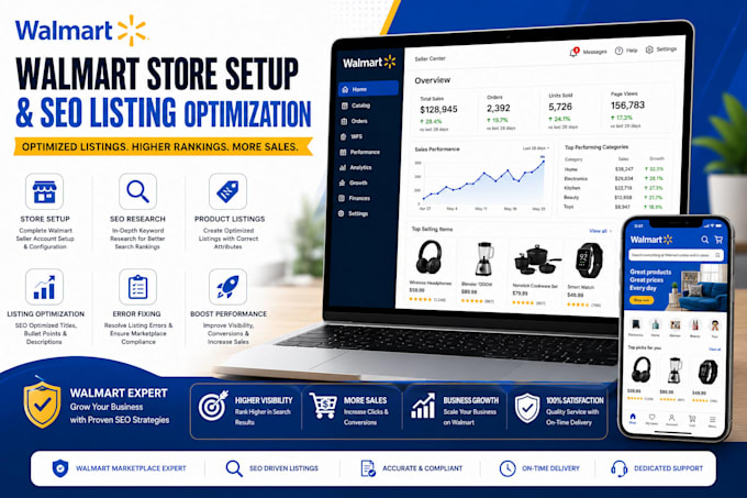 setup walmart store and optimize walmart products listings with advanced SEO