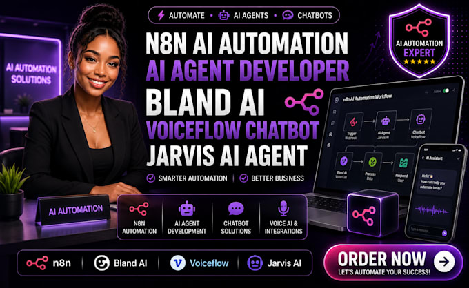 n8n ai automation ai agent developer bland ai  voiceflow chatbot jarviz ai agent
