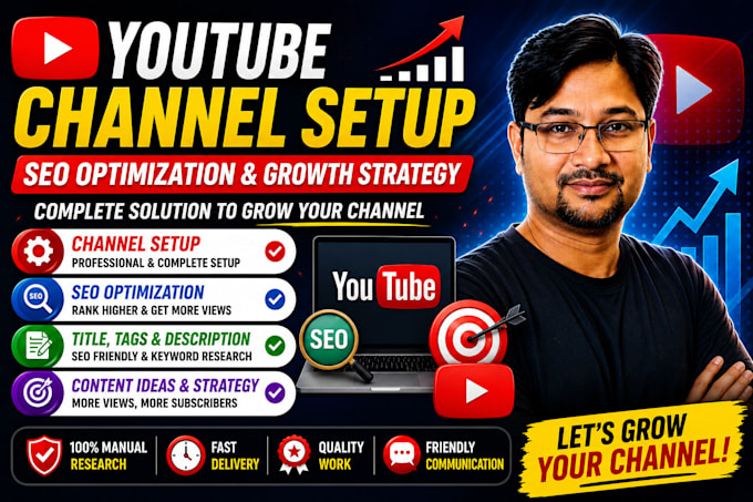 do youtube channel setup, SEO, title, description and tags