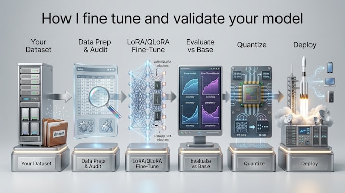 fine tune llm, train custom ai model and evaluate dataset