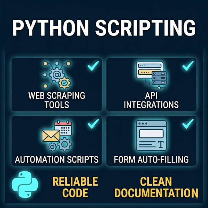 do python programming, custom scripting, and bug fixing