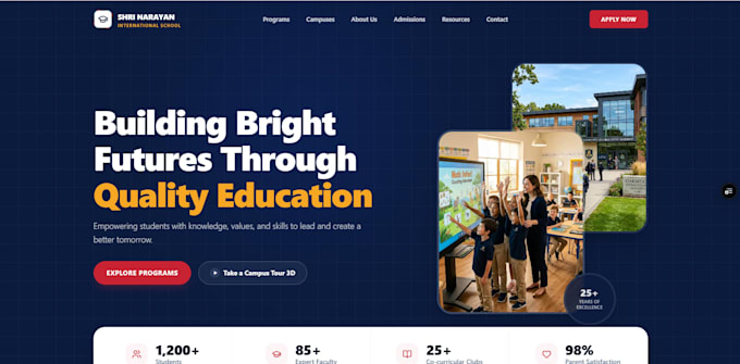 design and develop a modern responsive school website