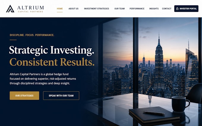 design redesign squarespace hedge fund website investment firm authority website