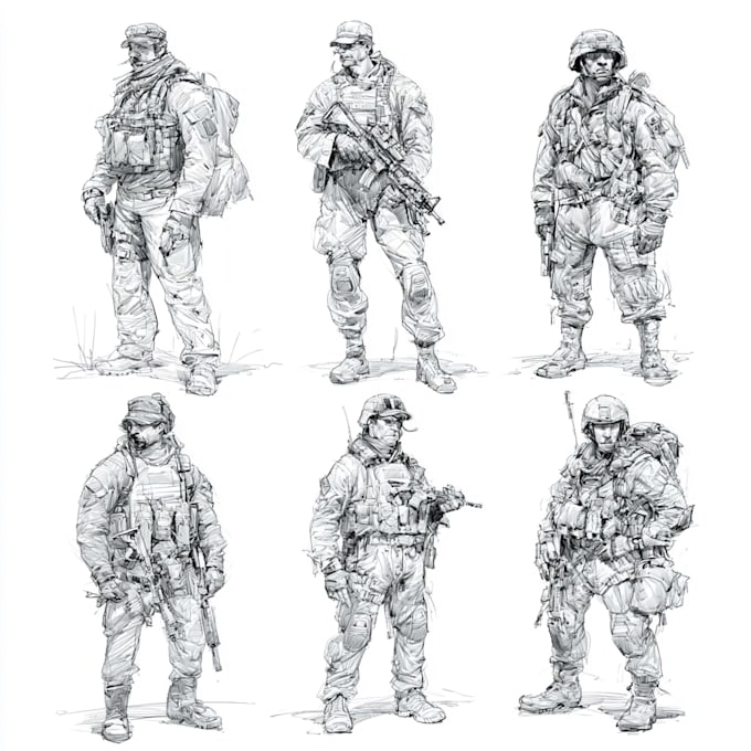 draw military themed illustrations