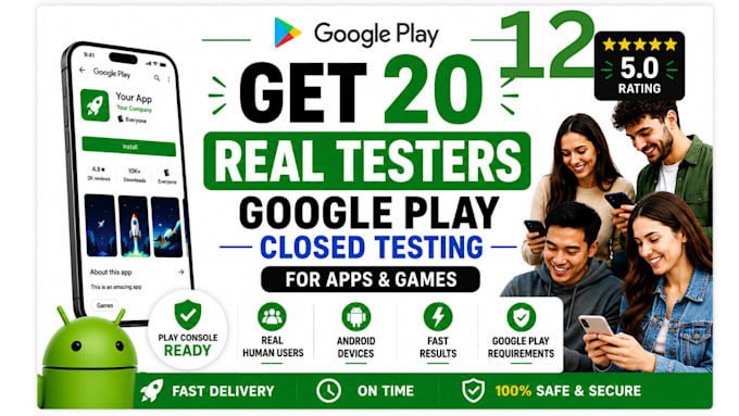 12 testers or 20 testers for google play console closed testing for app and game