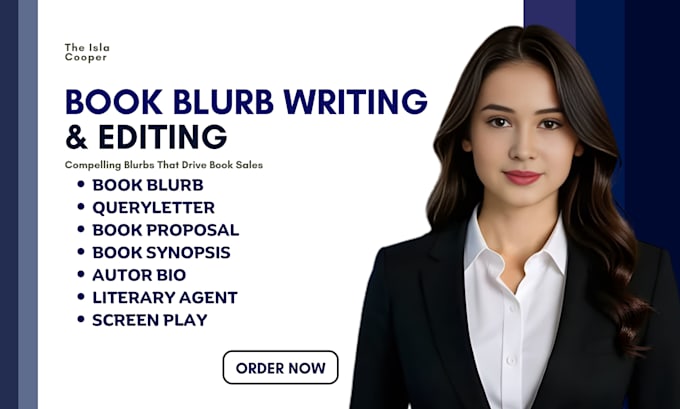 write book blurb, synopsis, book proposal for movie script, novels or articles