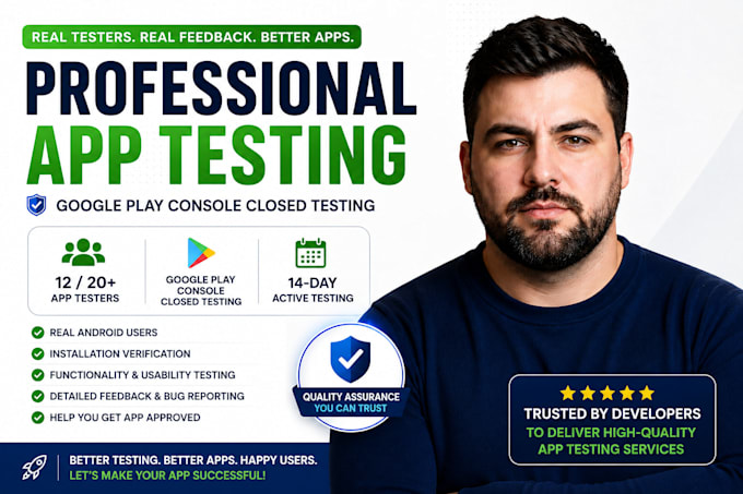 provide quality 12 testers, android tester 20 app tester,closed testing android