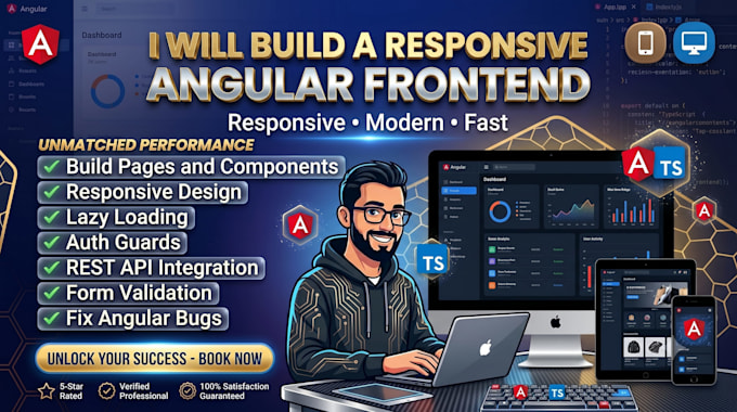 build a responsive frontend in angular and typescript